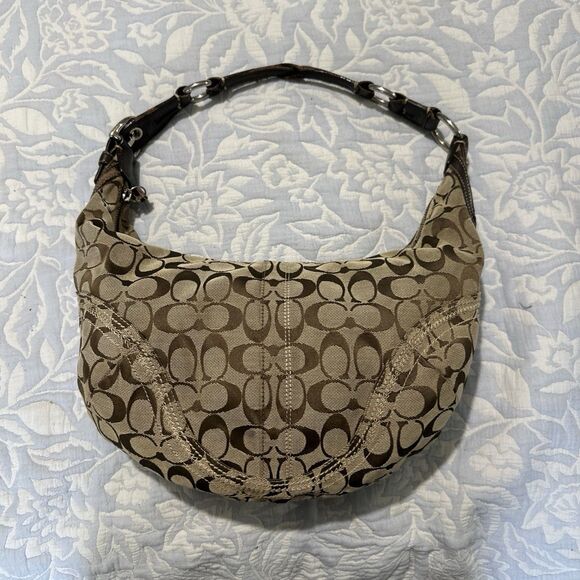 Coach Handbags - COACH Hobo One Shoulder Half Moon Signature Canvas Leather Bag Brown used Japan
